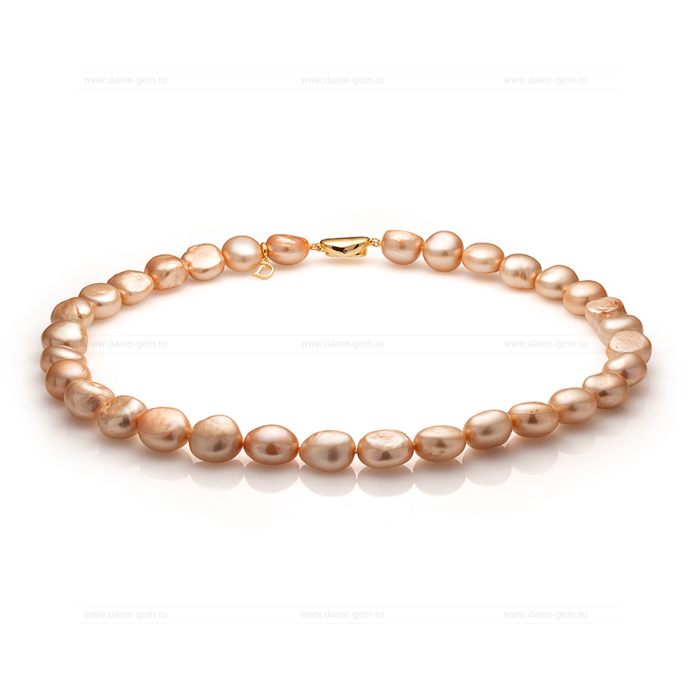 Ожерелье из золотистого барочного жемчуга 11-12 мм. Качество жемчуга высокое АА+. Артикул 10982
