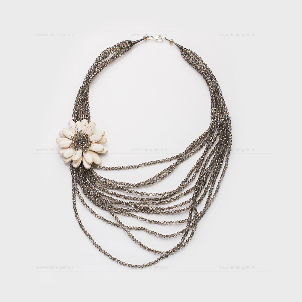 Многорядное ожерелье из самоцветов и кристаллов. Артикул 12639