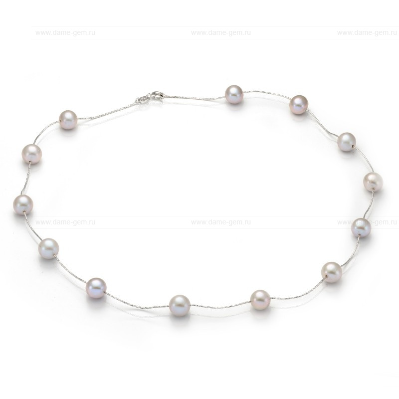 Цепочка из серебра 925 пробы с серыми речными жемчужинами 7-7,5 мм. Артикул 9920 Цепочка из серебра 925 пробы с серыми речными жемчужинами 7-7,5 мм. Артикул 9920