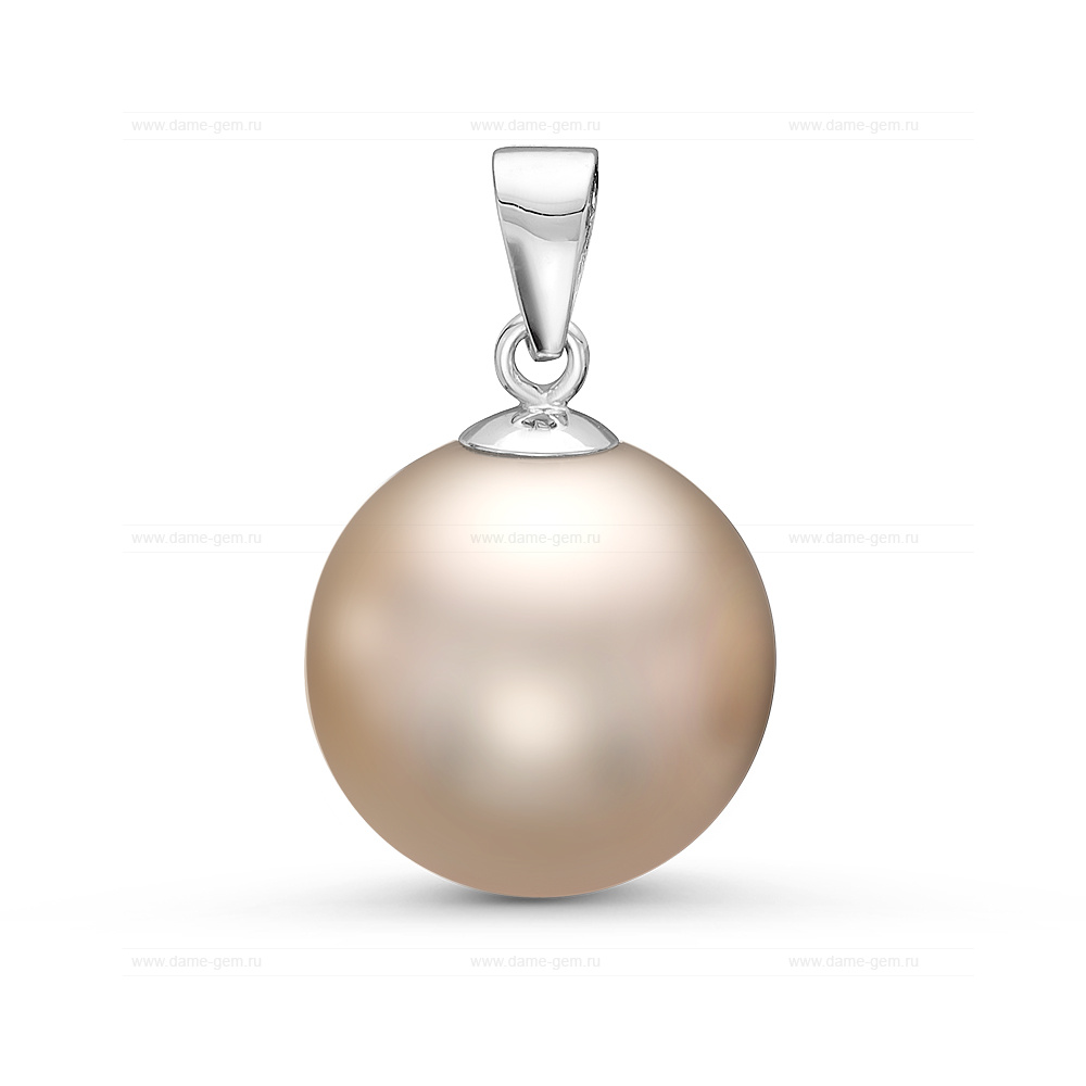 Кулон из золота 585 пробы с серой Таитянской жемчужиной 10,6-10,9 мм. Артикул 10836