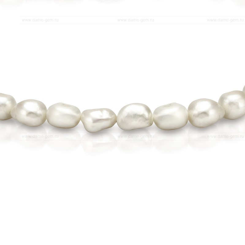 Ожерелье из белого барочного речного жемчуга 9-10 мм. Качество жемчуга высокое АА+. Артикул 8683