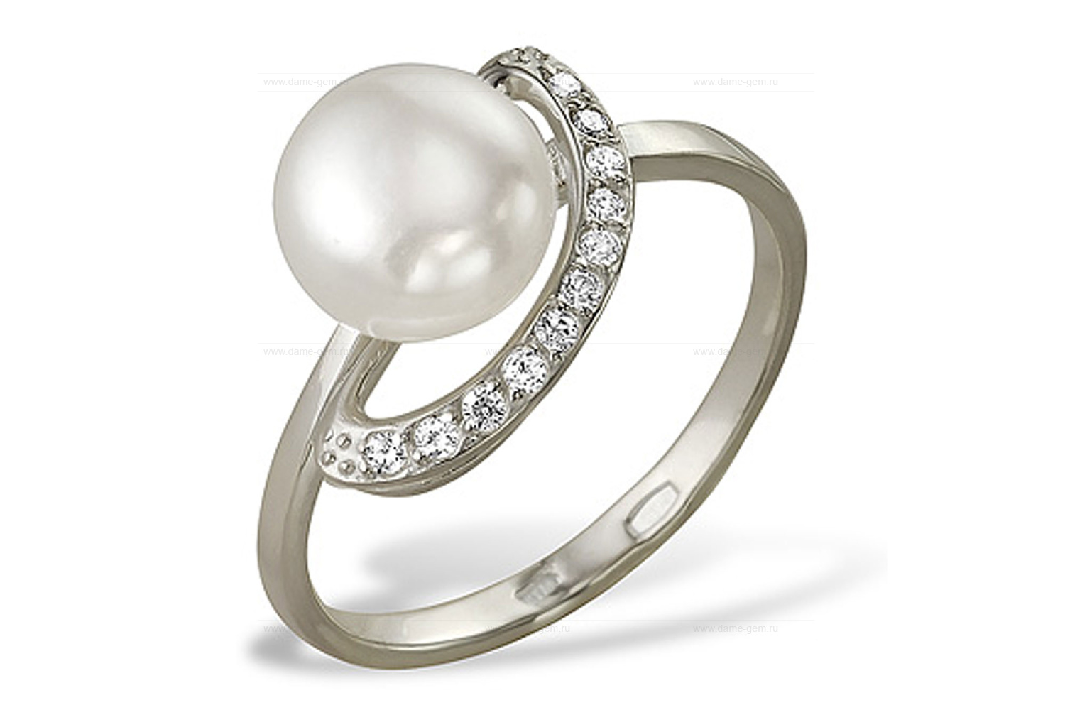 Кольцо из серебра 925 пробы с белой жемчужиной 6-6,5 мм. Артикул 9449 Кольцо из серебра 925 пробы с белой жемчужиной 6-6,5 мм. Артикул 9449