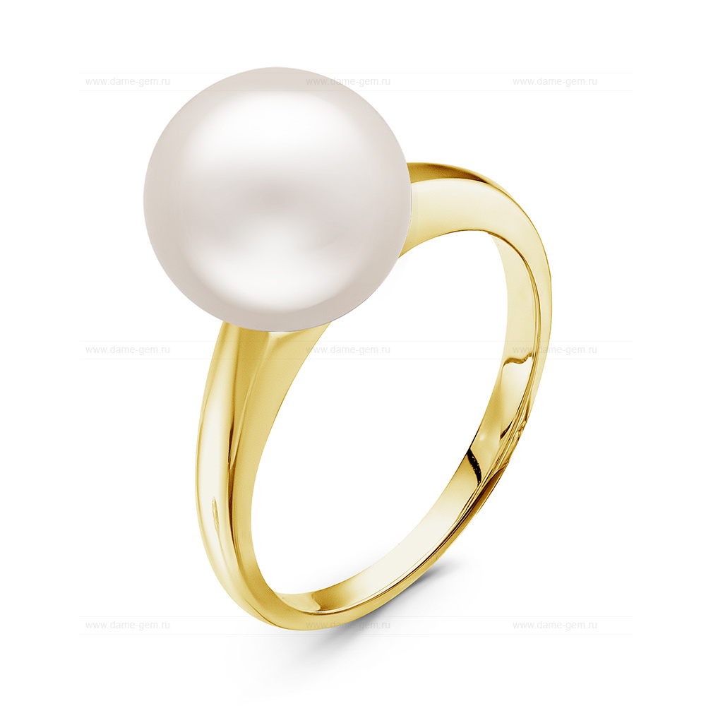 Кольцо из золота 375 пробы с белой Австралийской жемчужиной 10-10,5 мм. Артикул 10696