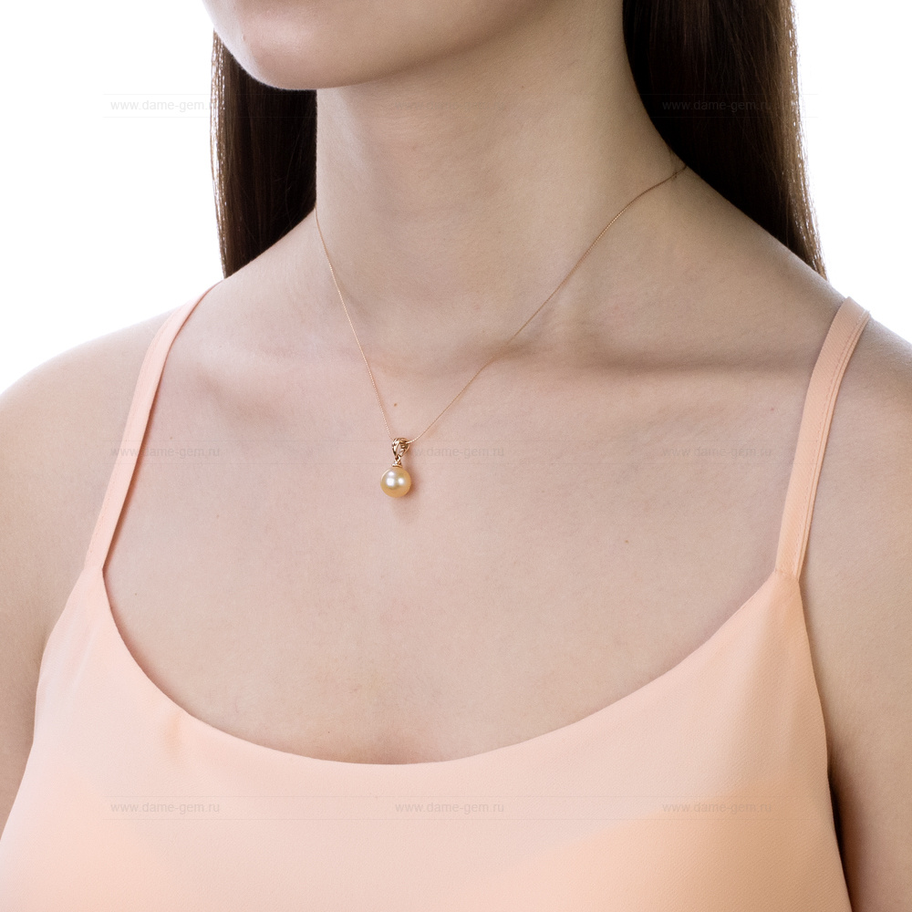 Кулон из серебра с розовой жемчужиной 8,5-9 мм. Артикул 11374 Кулон из серебра с розовой жемчужиной 8,5-9 мм. Артикул 11374