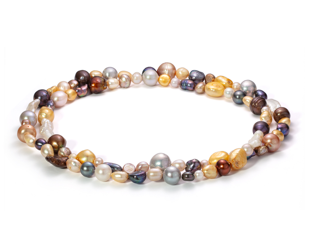 Бусы "микс" из речного жемчуга 6-14 мм. Качество жемчуга высокое АА+. Артикул 7725