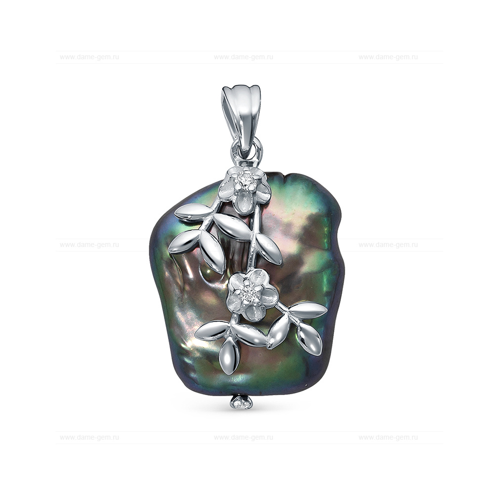 Кулон из серебра с черной барочной жемчужиной 18 мм. Артикул 12763 Кулон из серебра с черной барочной жемчужиной 18 мм. Артикул 12763