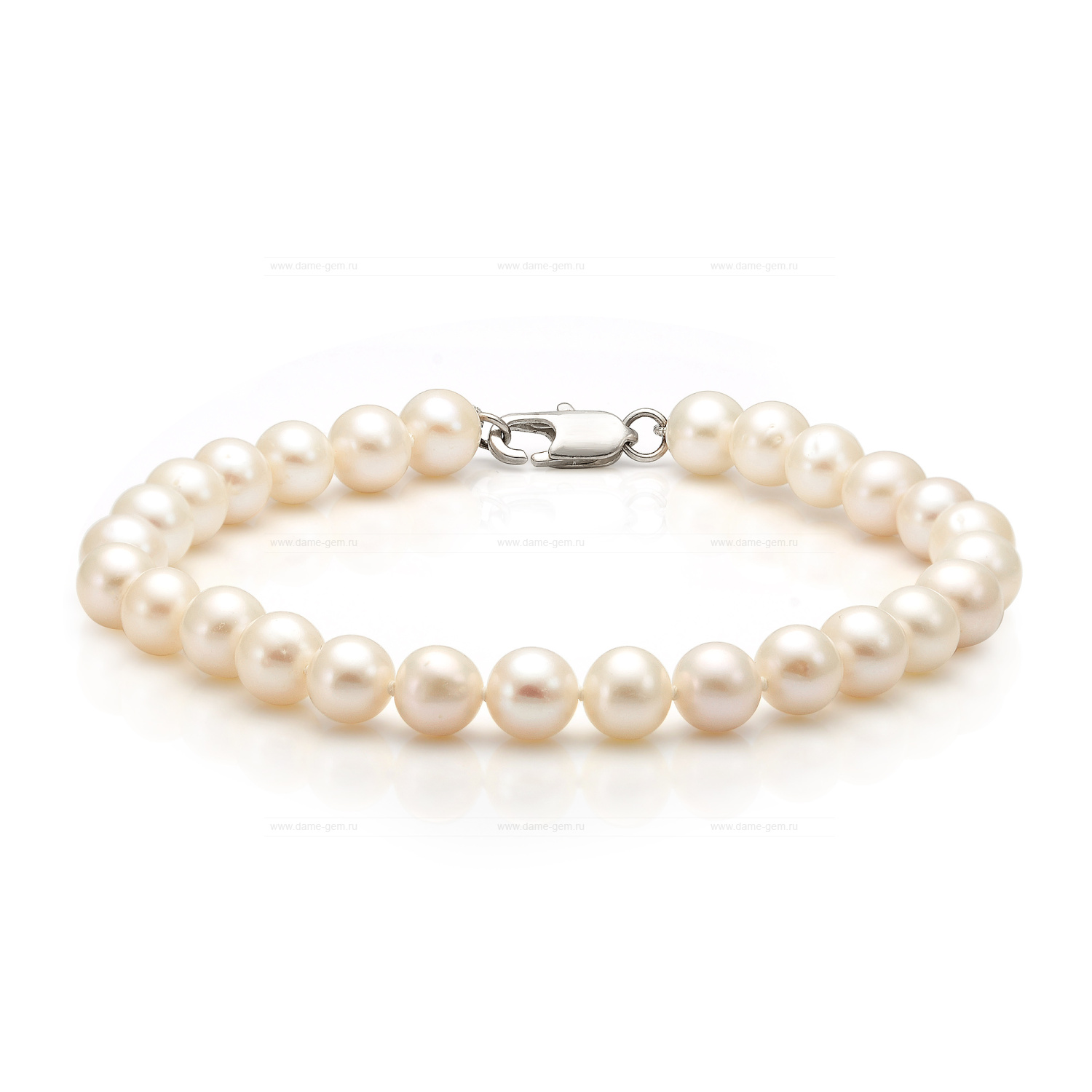 Браслет из белого круглого речного жемчуга 7-7,5 мм. Качество жемчуга высокое АА+. Артикул 7746 Браслет из белого круглого речного жемчуга 7-7,5 мм. Качество жемчуга высокое АА+. Артикул 7746