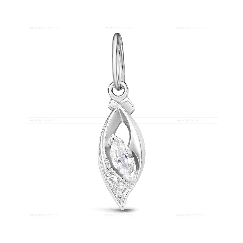 Кулон из серебра 925 пробы, украшенный фианитами. Артикул 12562