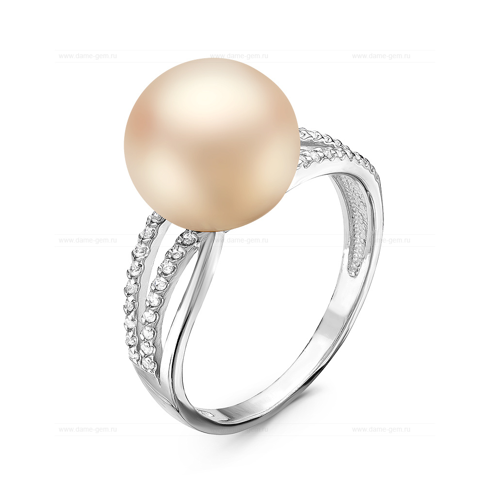 Кольцо из серебра 925 пробы с розовой жемчужиной 10,5-11,5 мм. Артикул 10855 Кольцо из серебра 925 пробы с розовой жемчужиной 10,5-11,5 мм. Артикул 10855