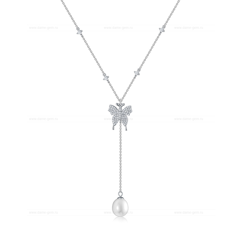 Колье из серебра 925 пробы, украшенное белым жемчугом 9-10 мм. Артикул 11328 Колье из серебра 925 пробы, украшенное белым жемчугом 9-10 мм. Артикул 11328