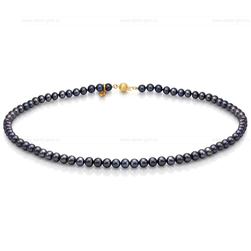 Ожерелье из черного круглого морского жемчуга 5-5,5 мм. Качество жемчуга наивысшее ААА. Артикул 7689