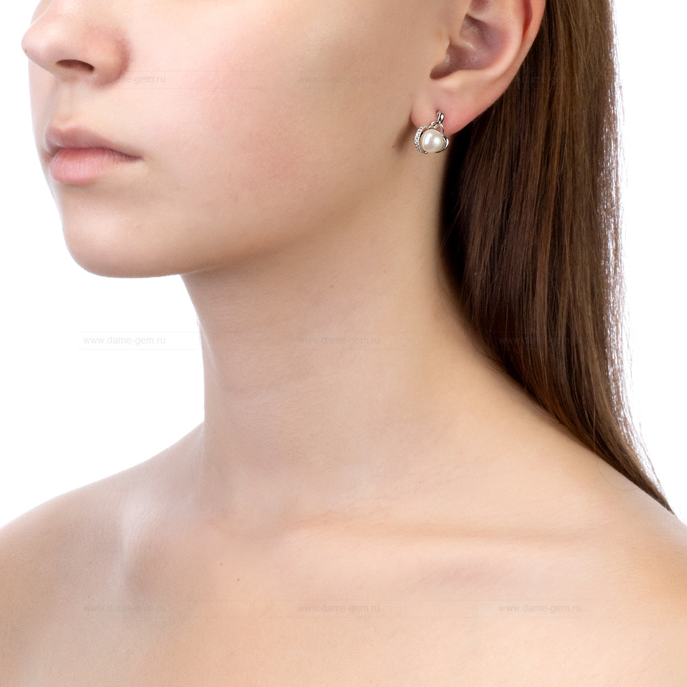 Серьги из серебра с белыми жемчужинами 7,5-8 мм. Артикул 10112 Серьги из серебра с белыми жемчужинами 7,5-8 мм. Артикул 10112