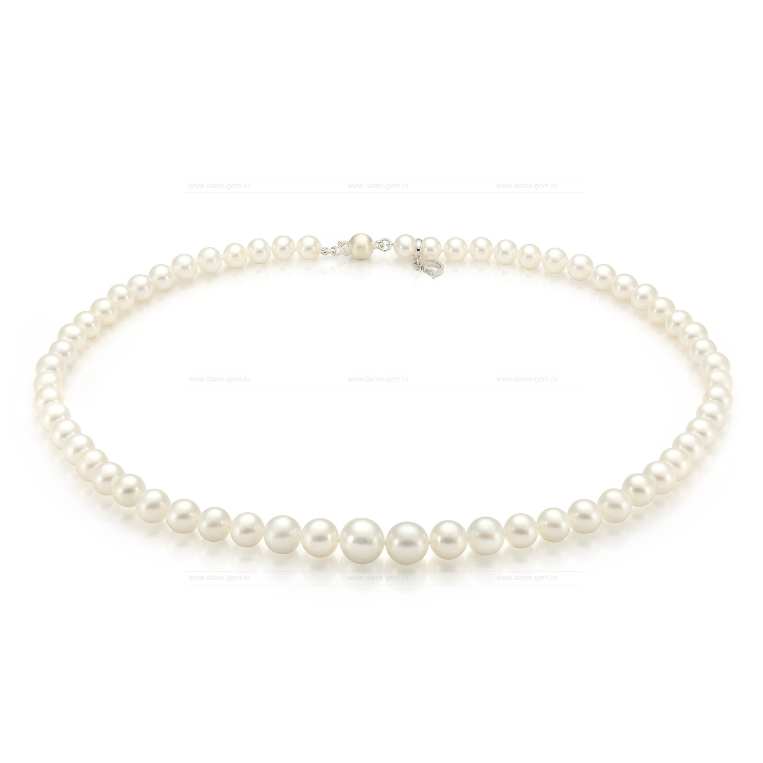 Ожерелье из белого круглого морского жемчуга 4-8,5 мм. Качество жемчуга высокое АА+. Артикул 7651
