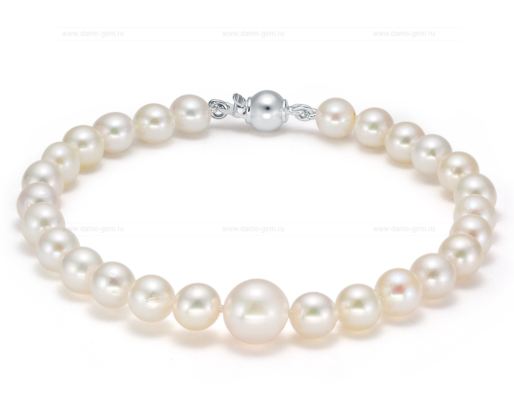 Браслет из белого морского жемчуга Акойя (Япония) 6-8,7 мм. Качество жемчуга высокое АА+. Артикул 9115