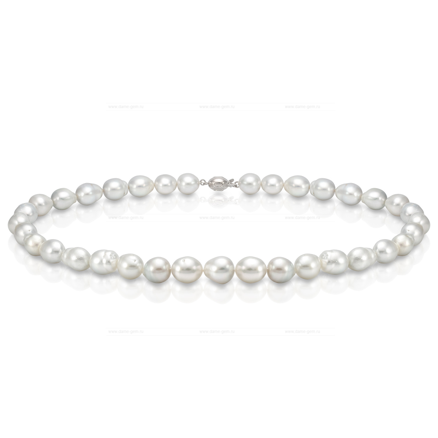 Ожерелье из белого барочного жемчуга "Эдисон" 10-11 мм. Качество жемчуга наивысшее ААА. Артикул 11615