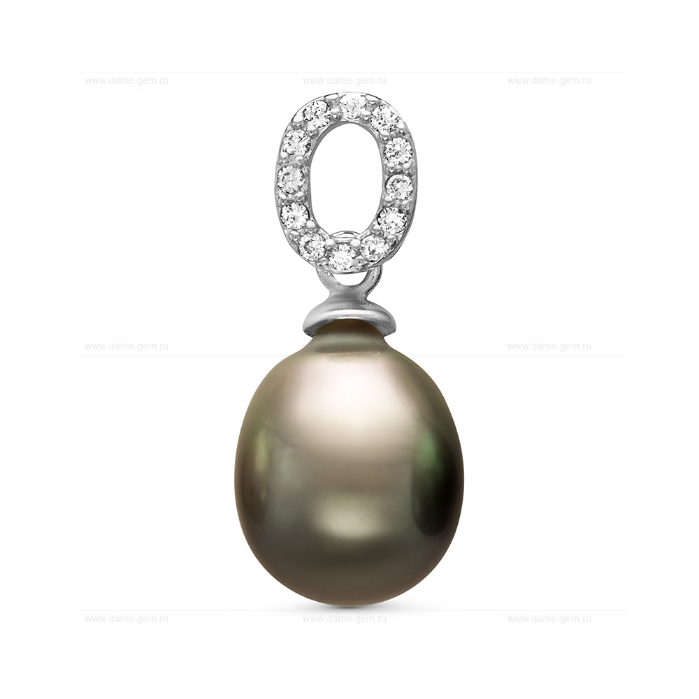 Кулон из серебра с черной Таитянской жемчужиной 11-11,5 мм. Артикул 11090