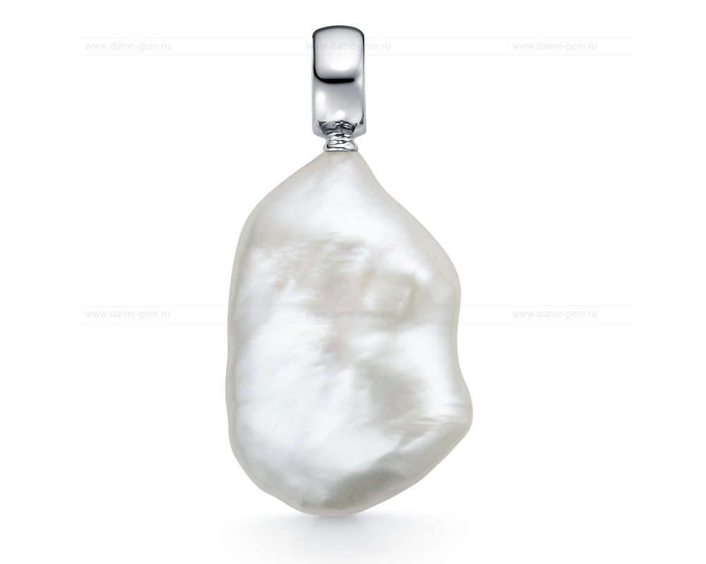 Кулон "Барокко" из золота 585 пробы с белой жемчужиной 16-23 мм. Артикул 10826