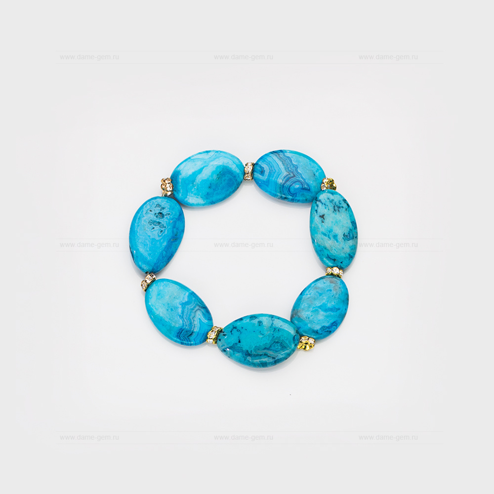 Браслет из бирюзы и страз. Артикул 12375