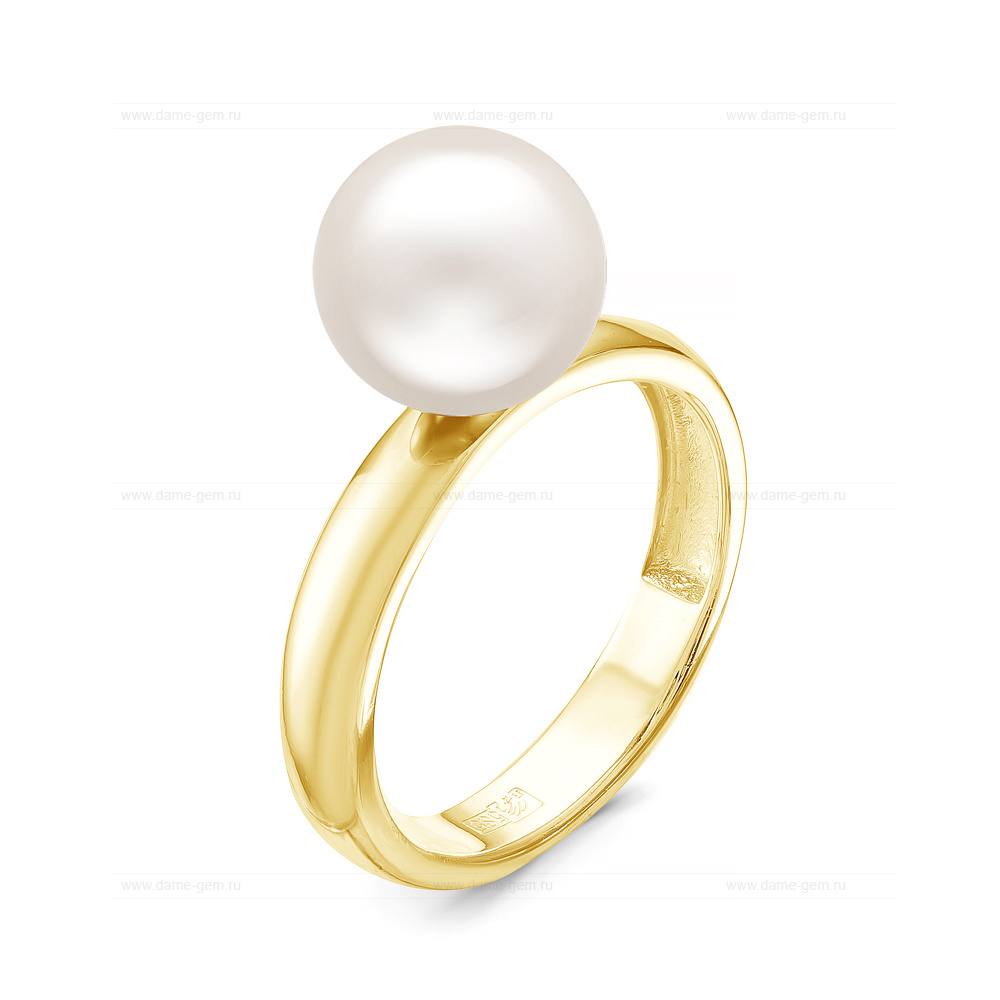 Кольцо из серебра 925 пробы с белой жемчужиной 8,5-9 мм. Артикул 11803