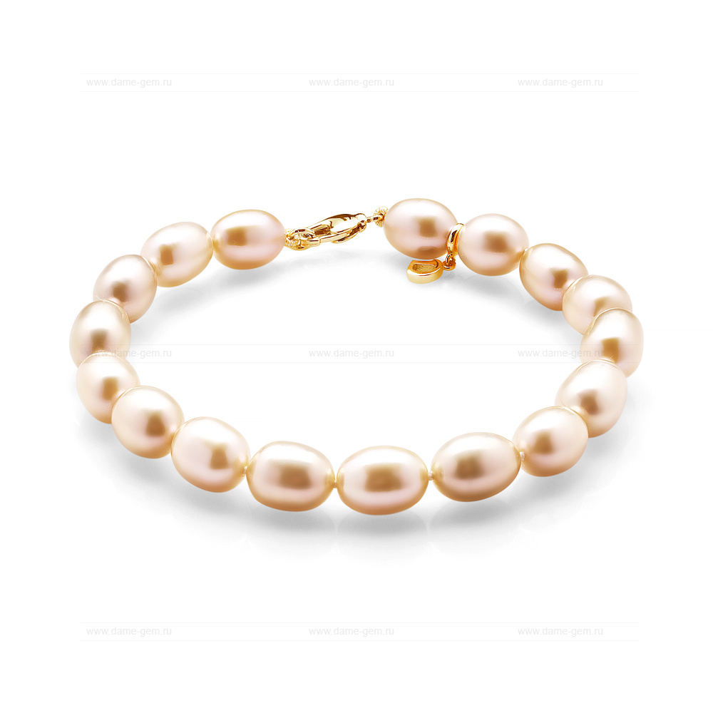 Браслет из розового речного жемчуга 10-11 мм. Качество жемчуга наивысшее ААА. Артикул 7759