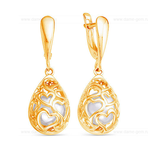 Серьги из серебра с белыми жемчужинами 8 мм. Артикул 12550