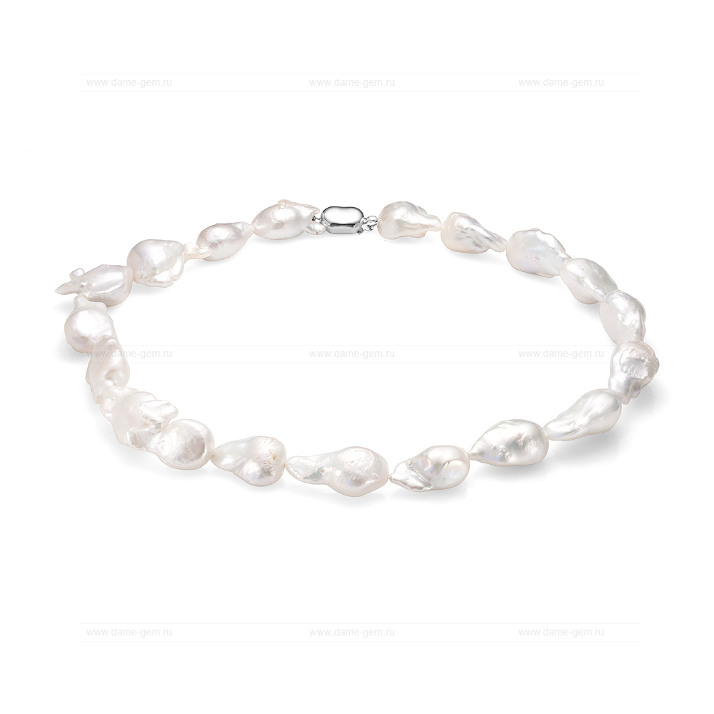 Ожерелье из белого японского барочного жемчуга 11-13 мм. Качество жемчуга наивысшее ААА. Артикул 8430