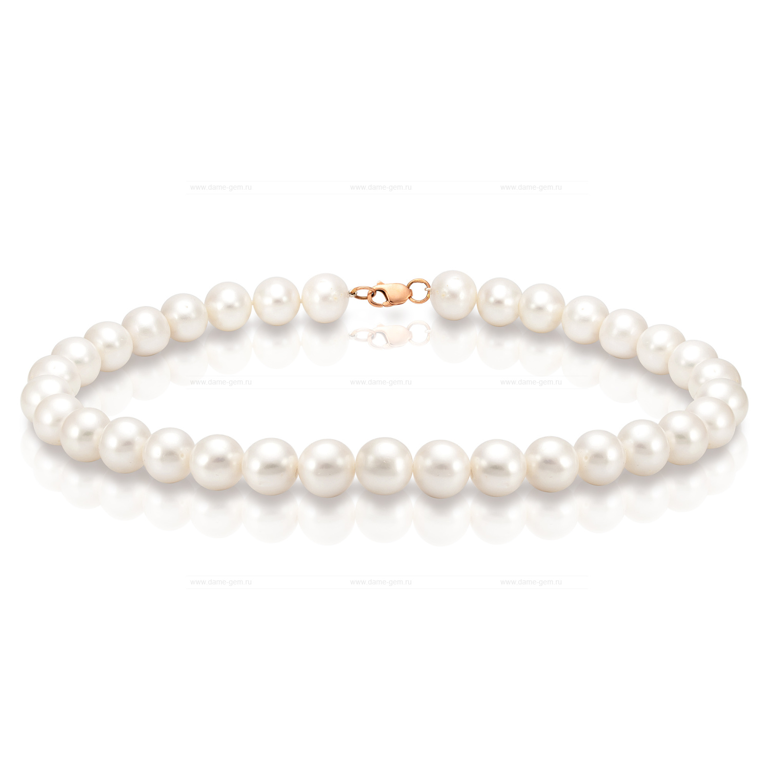 Ожерелье из белого круглого речного жемчуга 10,5-11,5 мм. Качество жемчуга высокое АА+. Артикул 7653
