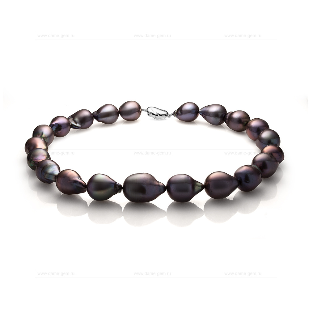 Ожерелье из черного барочного речного жемчуга 15-18 мм. Качество жемчуга наивысшее ААА. Артикул 10980