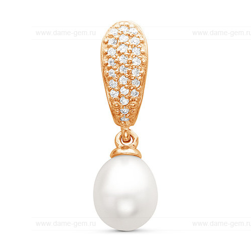 Кулон из серебра с белой жемчужиной 7,5-8 мм. Артикул 11570 Кулон из серебра с белой жемчужиной 7,5-8 мм. Артикул 11570