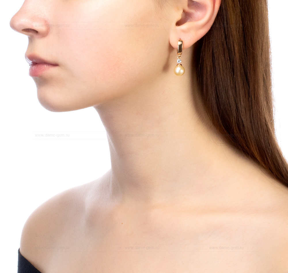 Серьги из серебра с розовыми жемчужинами 9-9,5 мм. Артикул 11347