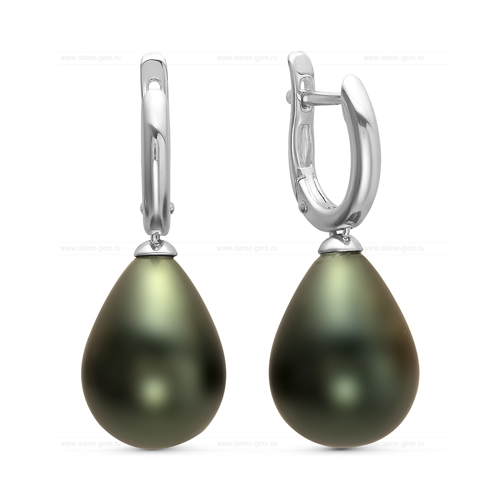 Серьги из серебра с жемчужинами "Майорика" 12,5-15,5 мм. Артикул 11267