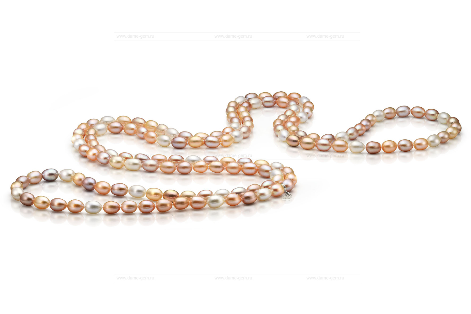 Бусы "микс" из рисообразного речного жемчуга 7,5-8 мм. Качество жемчуга наивысшее ААА. Артикул 10497