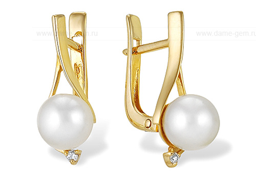 Серьги из серебра с белыми жемчужинами 7-7,5 мм. Артикул 11488
