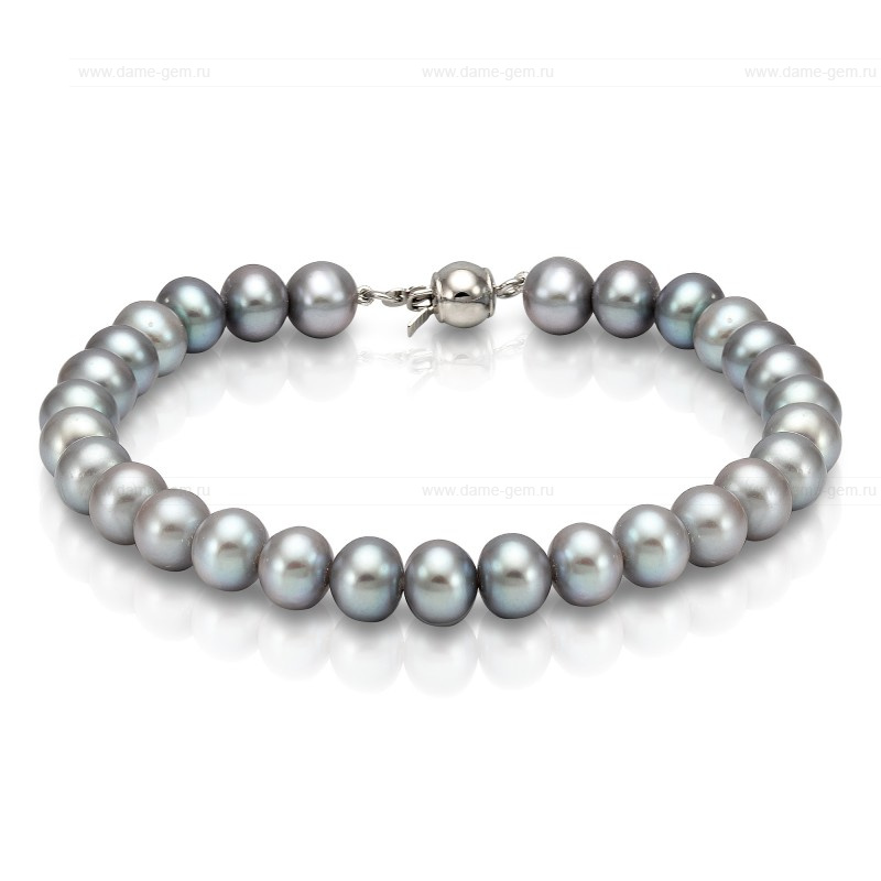 Браслет из серого круглого речного жемчуга 8-8,5 мм. Качество жемчуга наивысшее ААА. Артикул 8686 Браслет из серого круглого речного жемчуга 8-8,5 мм. Качество жемчуга наивысшее ААА. Артикул 8686