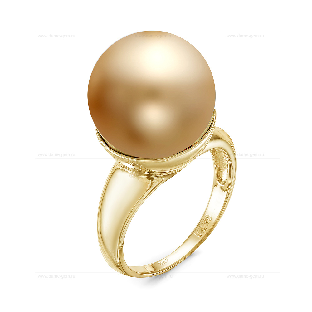 Кольцо из серебра 925 пробы с морской Австралийской жемчужиной 14,5-15 мм. Артикул 10363