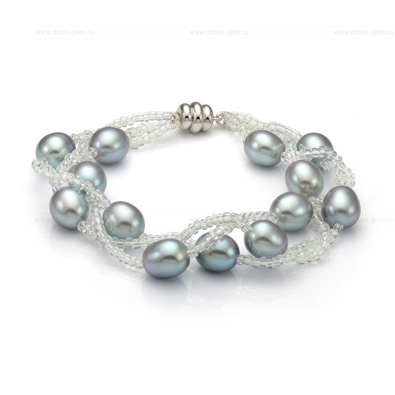 Браслет в 3 ряда из серого речного жемчуга 9-10 мм. Качество жемчуга наивысшее ААА. Артикул 9387 Браслет в 3 ряда из серого речного жемчуга 9-10 мм. Качество жемчуга наивысшее ААА. Артикул 9387