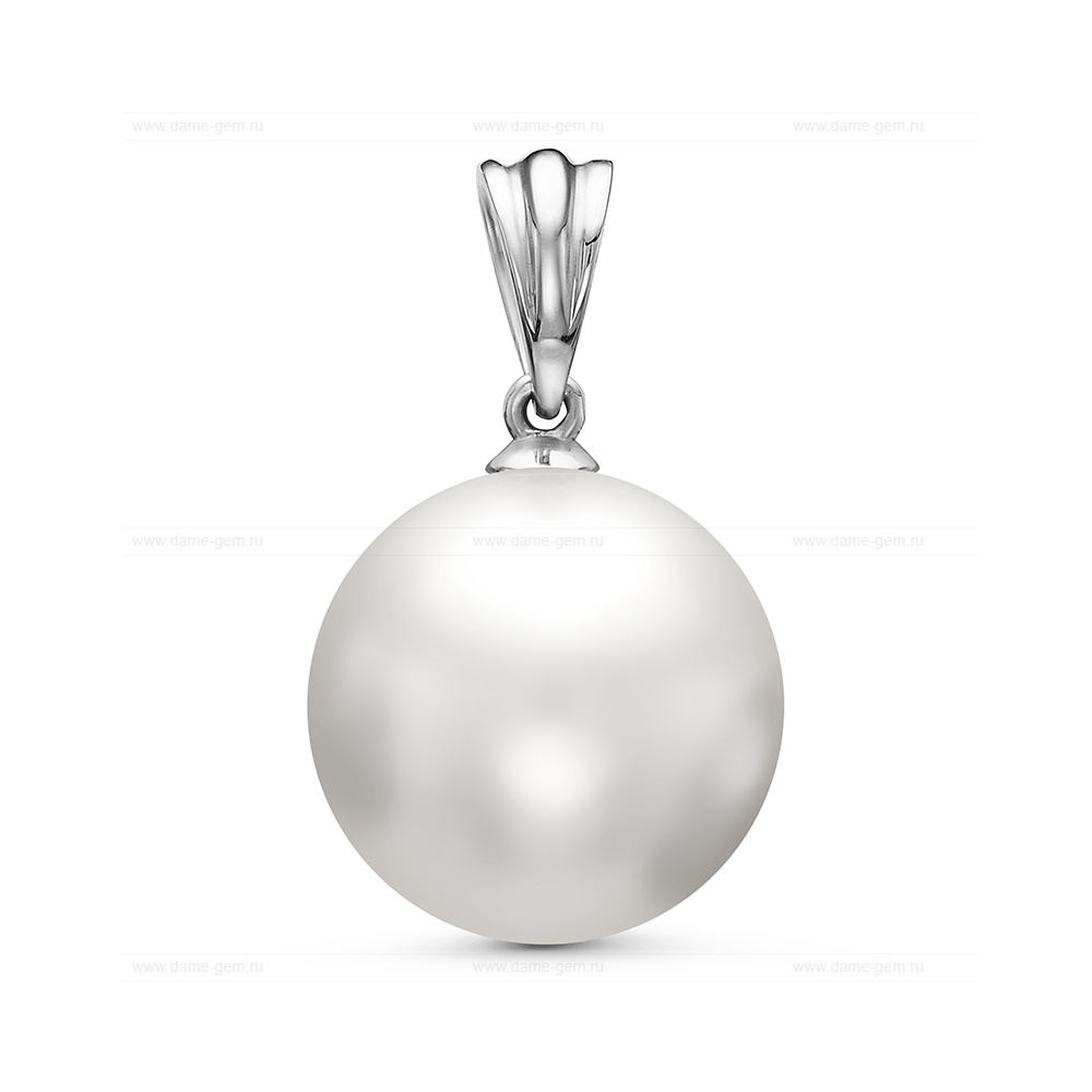 Кулон из белого золота с белой Австралийской жемчужиной 12,6-12,9 мм. Артикул 11173