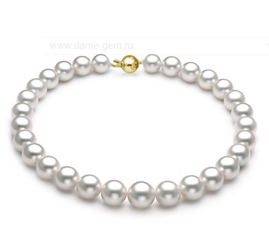 Ожерелье из белого морского Австралийского жемчуга 11-14,7 мм. Качество жемчуга среднее АА. Артикул 9502