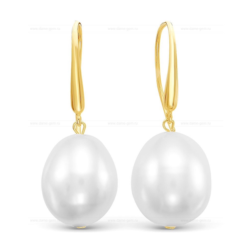 Серьги из серебра с белыми жемчужинами 10-11 мм. Артикул 12196