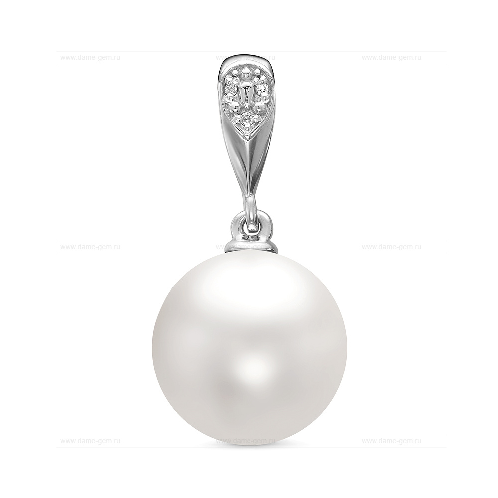 Кулон из белого золота с белой Австралийской жемчужиной 12,6-12,9 мм. Артикул 11226 Кулон из белого золота с белой Австралийской жемчужиной 12,6-12,9 мм. Артикул 11226