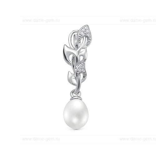 Подвеска из серебра с белой жемчужиной 7,5-8 мм. Артикул 10447