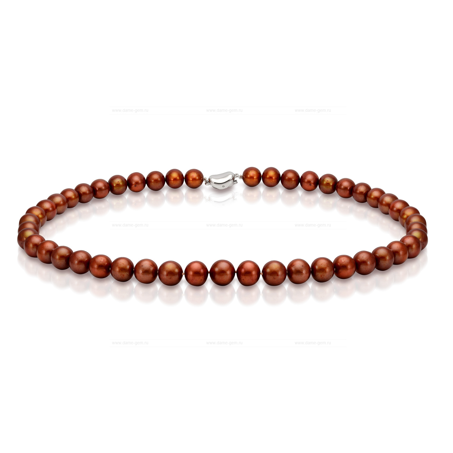 Ожерелье из шоколадного круглого морского жемчуга 7,5-8 мм. Качество жемчуга наивысшее ААА. Артикул 10943
