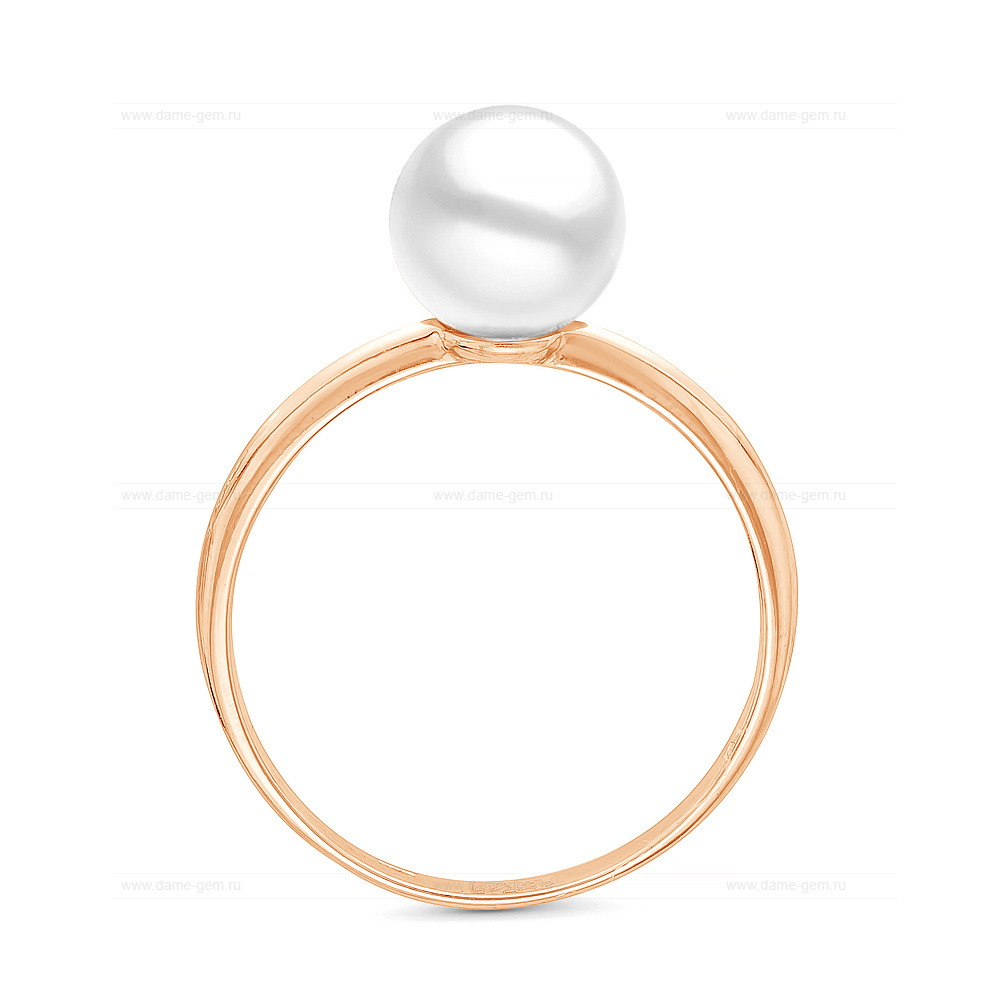 Кольцо из серебра 925 пробы с белой речной жемчужиной 7,5-8 мм. Артикул 11641