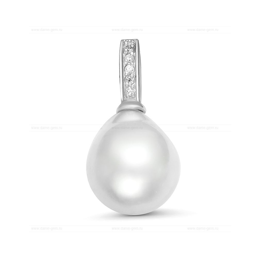 Кулон из серебра с белой Австралийской жемчужиной 10,6-10,9 мм. Артикул 12253