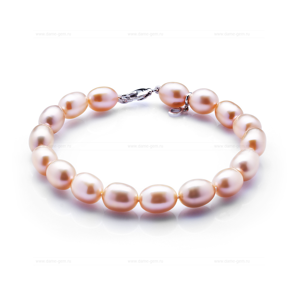 Браслет из розового рисообразного жемчуга 7,5-8 мм. Качество жемчуга наивысшее ААА. Артикул 10626 Браслет из розового рисообразного жемчуга 7,5-8 мм. Качество жемчуга наивысшее ААА. Артикул 10626