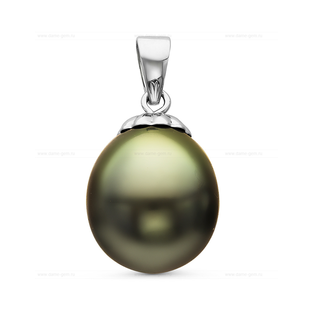 Кулон из серебра с черной Таитянской жемчужиной 9,6-9,9 мм. Артикул 10705