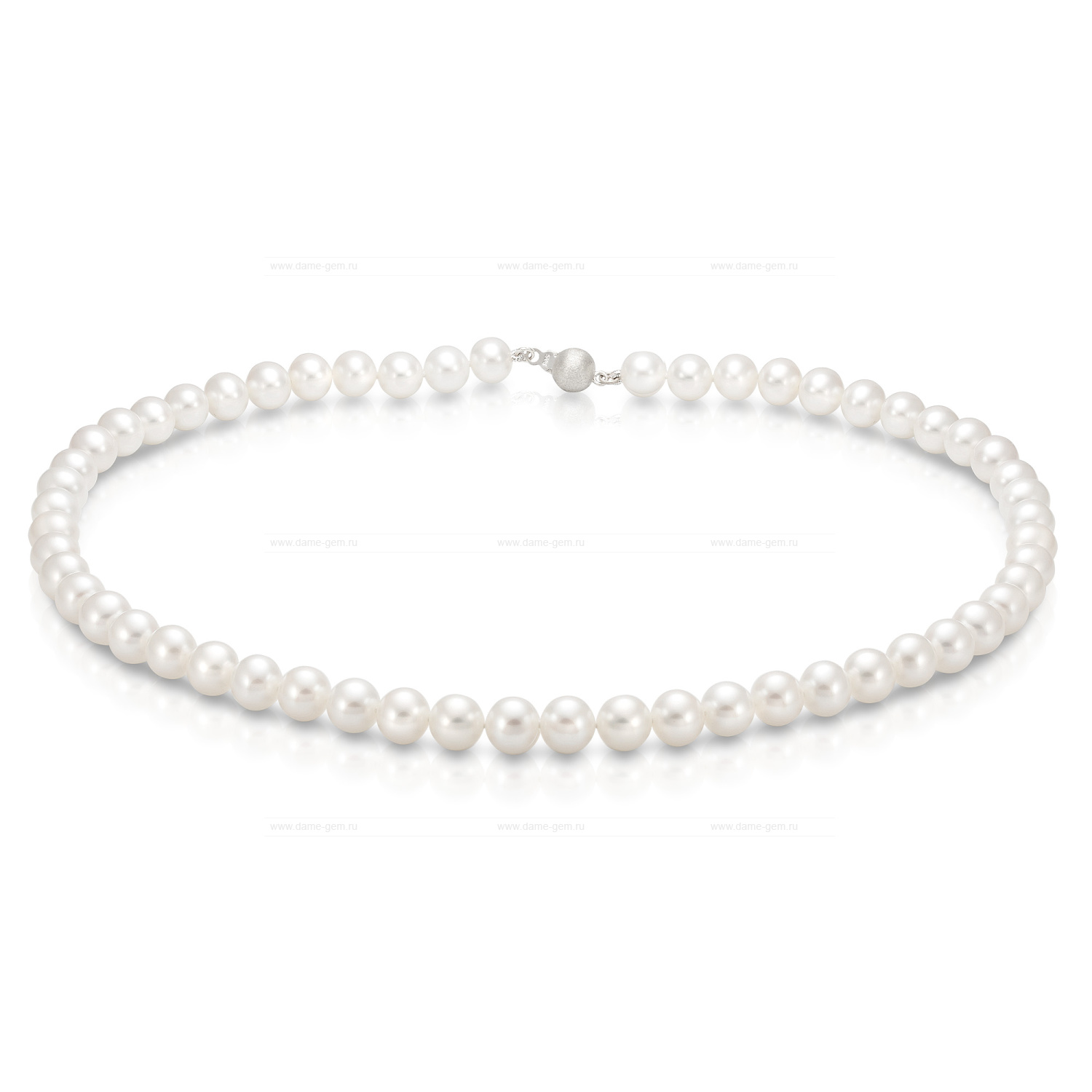 Ожерелье из белого круглого морского жемчуга 8-8,5 мм. Качество жемчуга наивысшее ААА. Артикул 7659