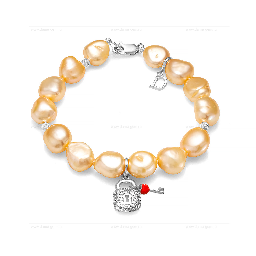 Детский браслет из золотистого барочного жемчуга 10-11 мм. Качество жемчуга наивысшее ААА. Артикул 11714 Детский браслет из золотистого барочного жемчуга 10-11 мм. Качество жемчуга наивысшее ААА. Артикул 11714