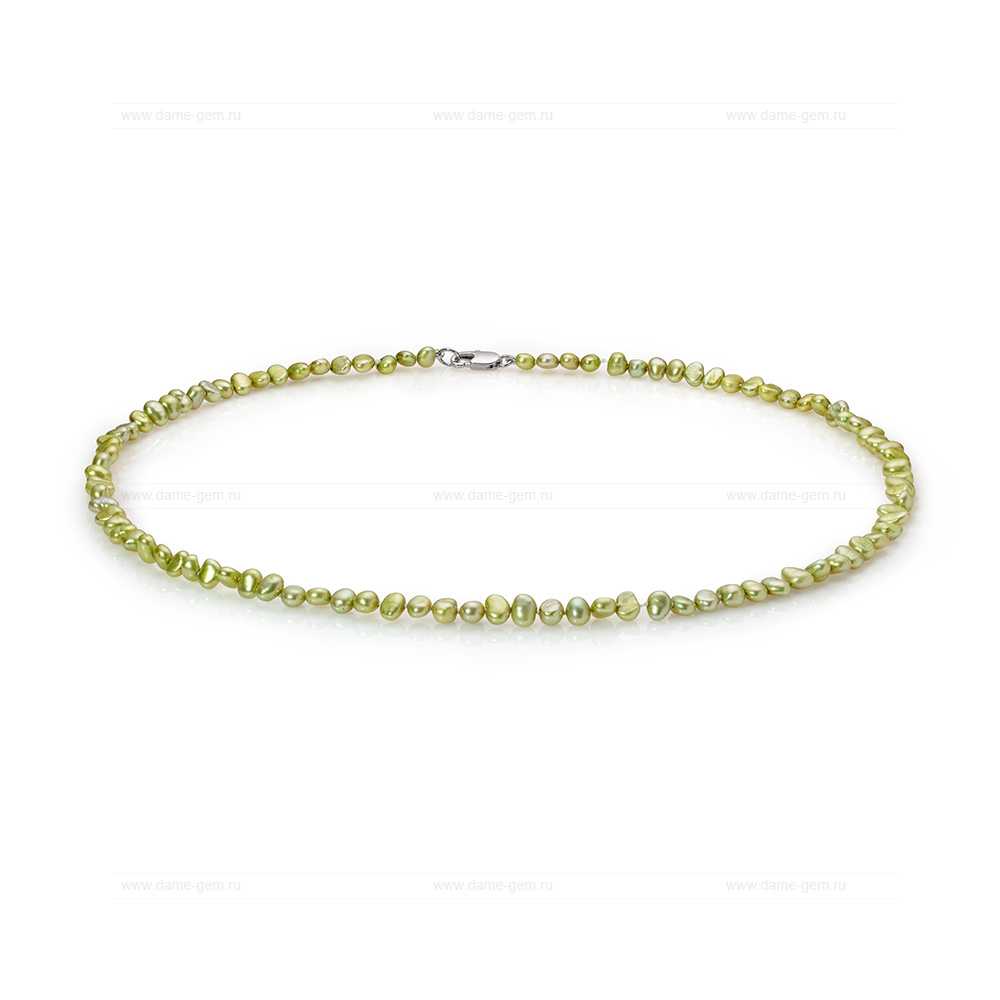 Ожерелье из фисташкового барочного речного жемчуга 5-6 мм. Качество жемчуга наивысшее ААА. Артикул 11192 Ожерелье из фисташкового барочного речного жемчуга 5-6 мм. Качество жемчуга наивысшее ААА. Артикул 11192