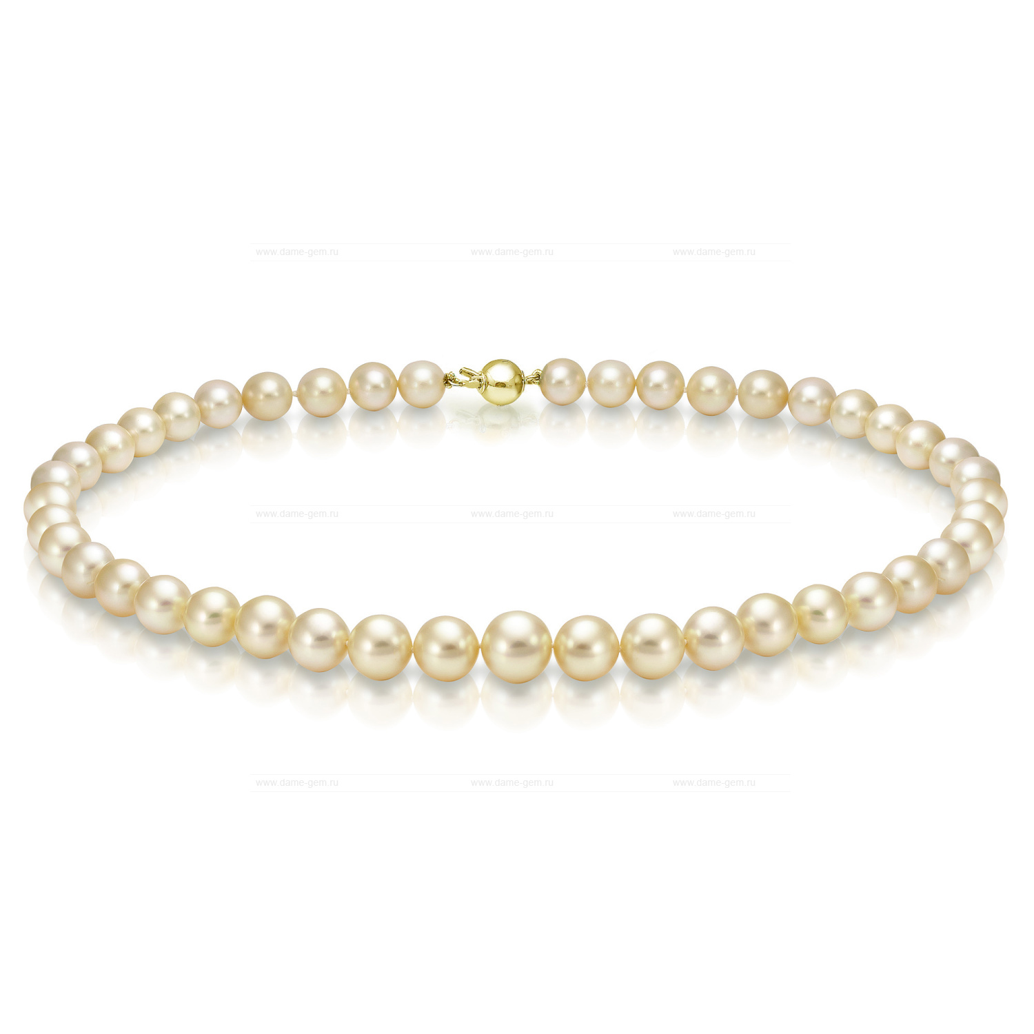 Ожерелье из золотистого морского Австралийского жемчуга 10-12,9 мм. Качество жемчуга высокое АА+. Артикул 9496